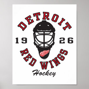 Poster Masque de hockey des Red Wings de Détroit Gris Sou