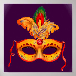 Poster Masque de théâtre royal violet jaune