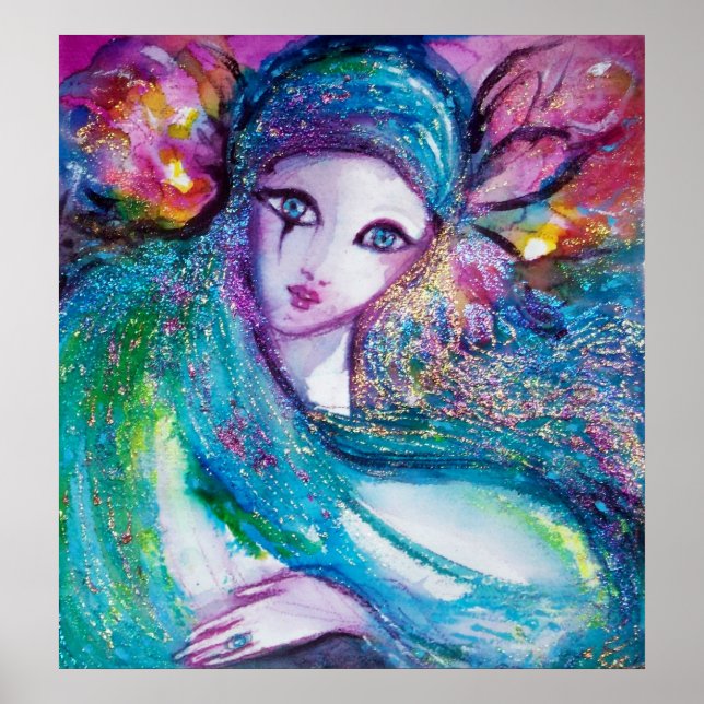 Poster MASQUE EN BLEU / Visages masqués vénitiens (Devant)