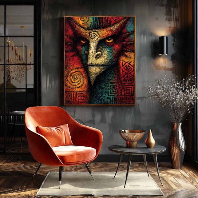 Poster Masque Esprit Primal Abstrait – Tribal expressionn (Créateur téléchargé)
