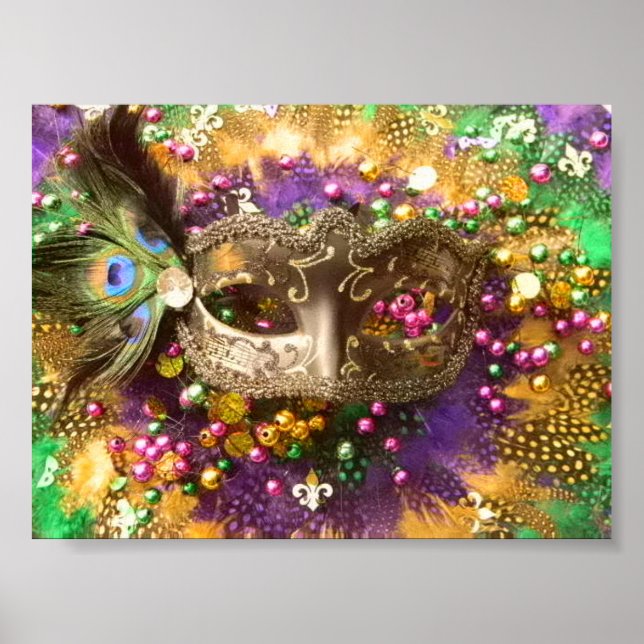 POSTER MASQUE MARDI GRAS RAINBOW (Devant)