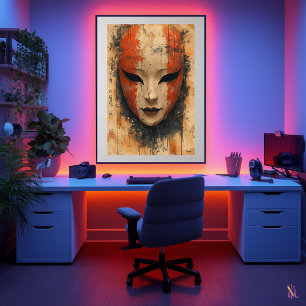 Poster Masque Noh mystique - Élégance théâtrale japonaise