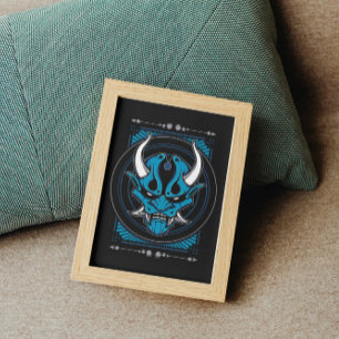 Poster Masque Oni Démon Bleu