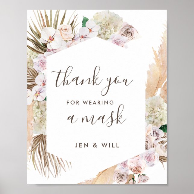 Poster Masque portant Mariage Pampas Gris Signal (Devant)