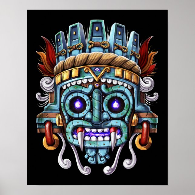 Poster Masque Tlaloc de Dieu Aztèque (Devant)