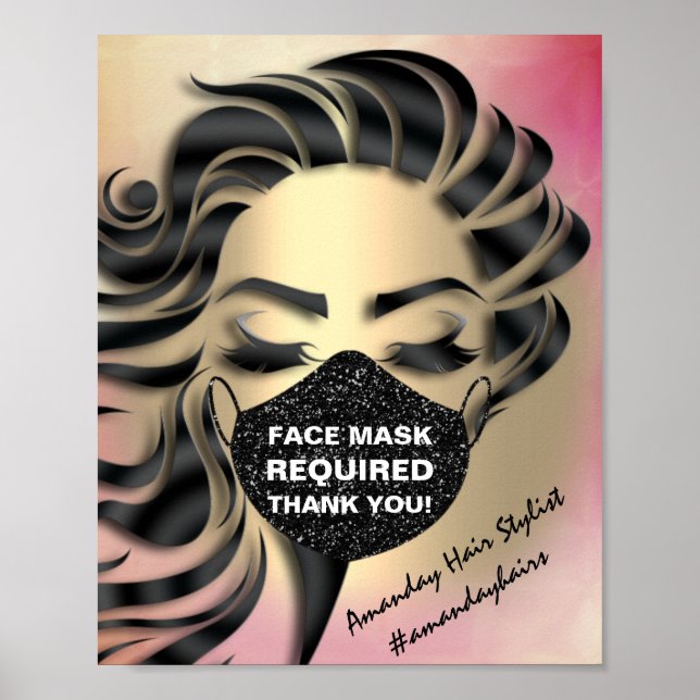 Poster Masque Visage Couverture De L'Or Du Rose Vide Requ (Devant)