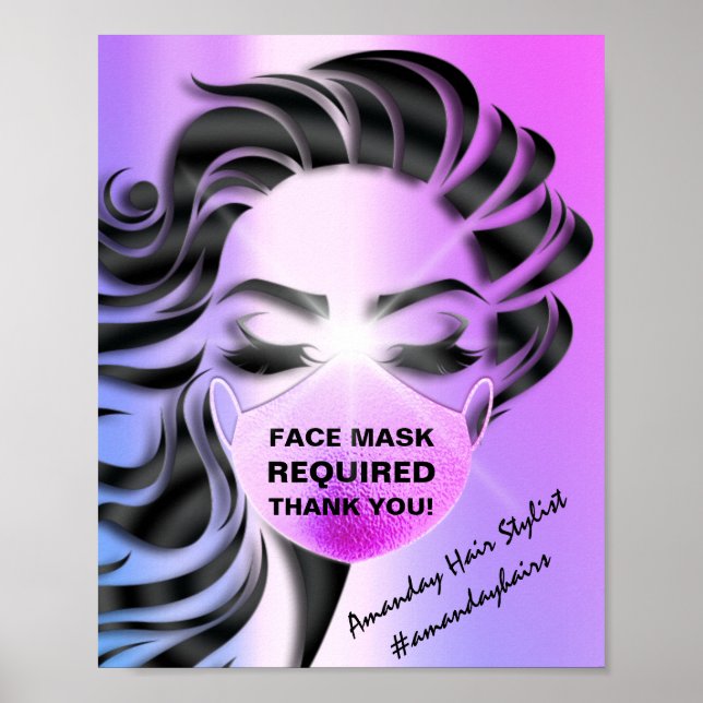 Poster Masque Visage Couverture Requise Covid Coiffeur Ro (Devant)
