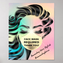 Poster Masque Visage Couverture Requise Covid Holographiq