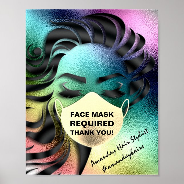 Poster Masque Visage Couverture Requise Covid Rainbow VIP (Devant)
