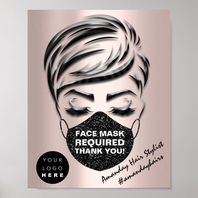 Poster Masque Visage Couverture Requise Logo Personnalisé (Devant)
