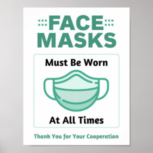 Poster Masque visage requis en tout temps