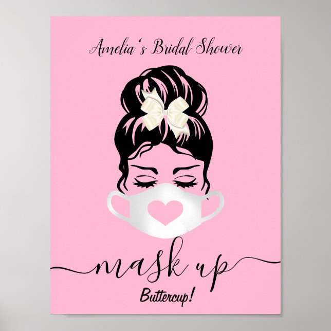 Poster Masque Visage Rose Bleu Requis Événements sociaux  (Devant)