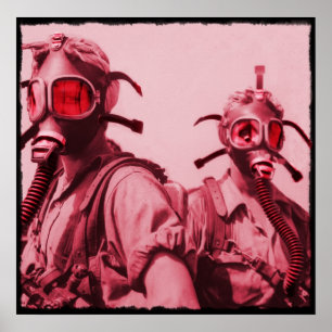 Poster Masques à gaz rose chaud