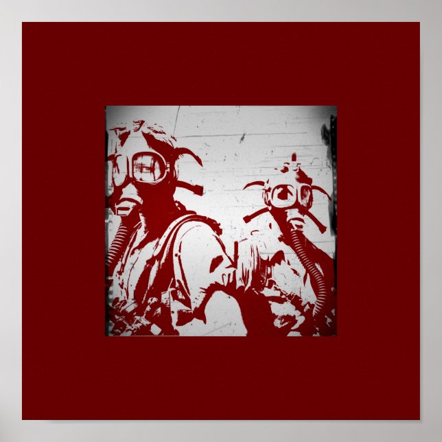 Poster Masques de gaz rouge sang (Devant)
