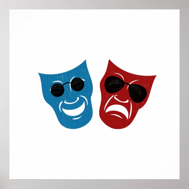 Poster Masques de théâtre avec lunettes de soleil (Devant)