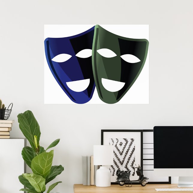 Poster Masques De Théâtre Bleu Et Vert (Créateur téléchargé)