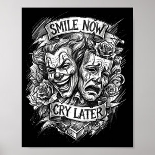 Poster Masques de théâtre Rire maintenant pleurer plus ta