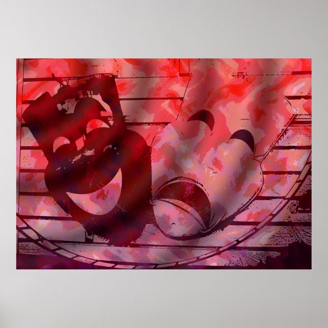 Poster masques de théâtre rouge (Devant)