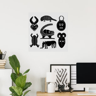 Poster masques et animaux de la tribu africaine