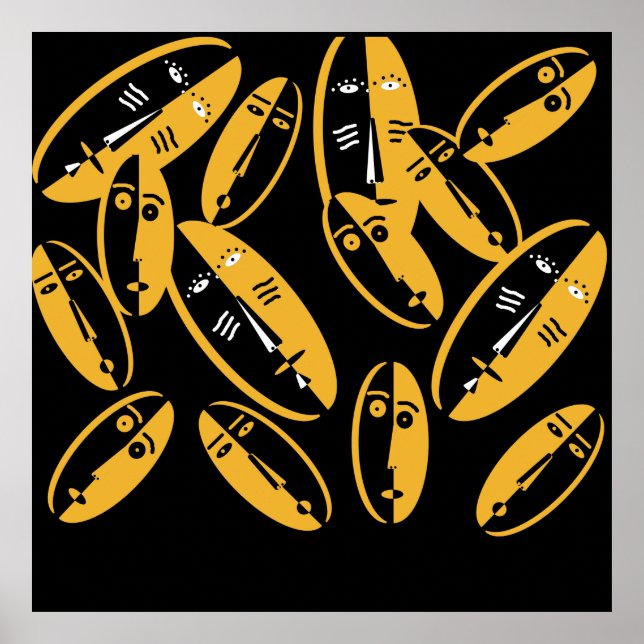 Poster Masques modernes abstraits (Devant)