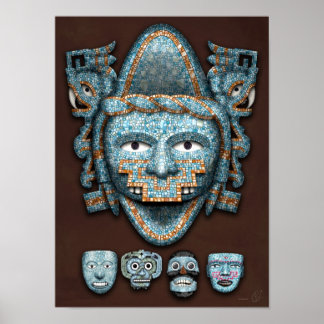 Poster Masques mosaïques Aztec