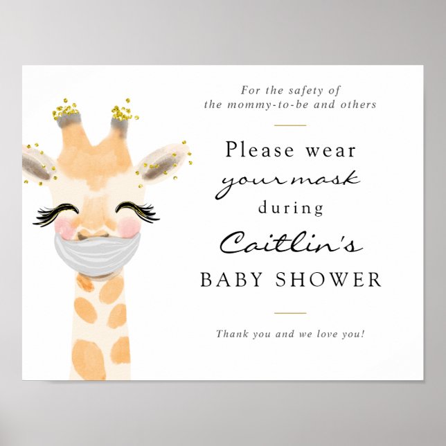 Poster Masques obligatoire Baby Giraffe Douche Signal (Devant)