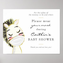 Poster Masques obligatoire Baby Zebra Douche Signal