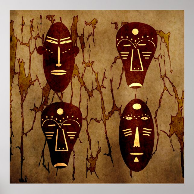 Poster Masques tribaux authentiques (Devant)