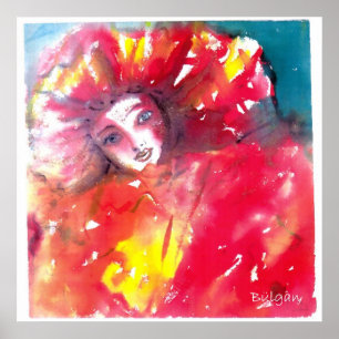 POSTER MASQUES VENITIENS - MASQUE EN ROUGE