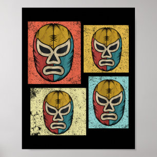 Poster Masques Vintage Lucha Libre Drôles Rétro Mexicain 