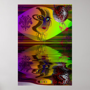 Poster Masquez le mardi gras Trompe - l ' oeil - V-2 R