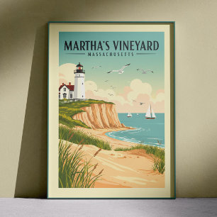Poster Massachusetts du vignoble vintage de Martha