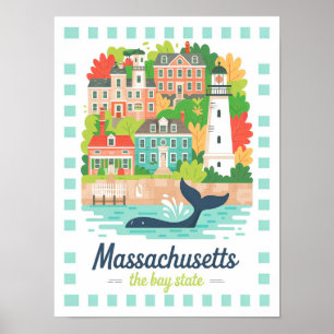 Poster Massachusetts la baie State USA Summer Travel