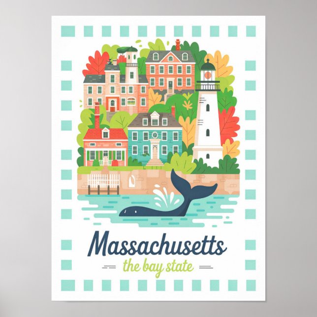 Poster Massachusetts la baie State USA Summer Travel (Devant)