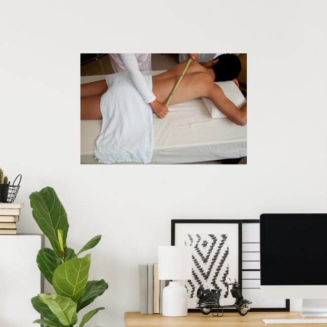 Poster Massage En Bambou Sur Les Côtes (Bureau à domicile)
