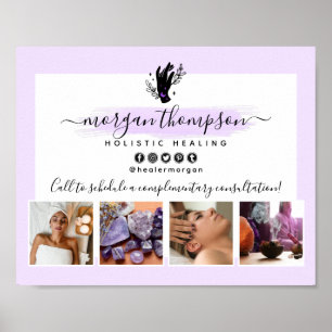 Poster Massage Phase Mains et Lune Spa Salon Marketing