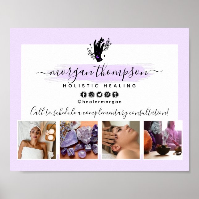 Poster Massage Phase Mains et Lune Spa Salon Marketing (Devant)