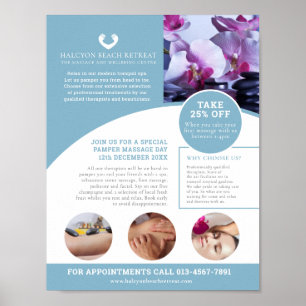 Poster massage spa centre de bien-être promo de traitemen