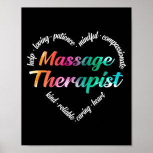 Poster Massothérapeute Mot de coeur Nuage Aquarelle