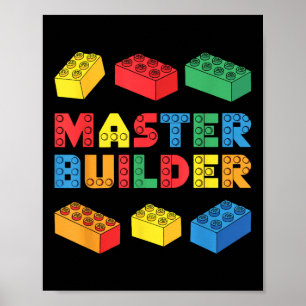 Poster Master Builder Chemise Briques Blocs Enfants adult