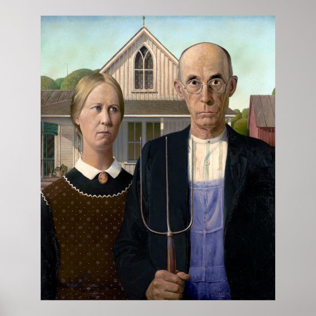 Poster MASTERPIECE AMERICAN GOTHIC par GRANT WOOD 1930 (Devant)