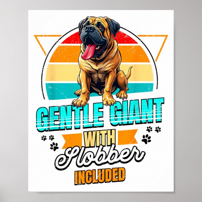 Poster Mastiff Lover Funny Mastiff Dog Retro  (Devant)