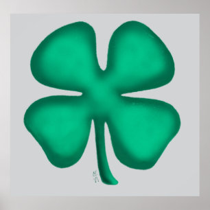Poster mat à valeur grise Lucky 4 Leaf Irish Clove