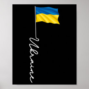 Poster Mât de drapeau de signature ukrainienne - Ukrainie
