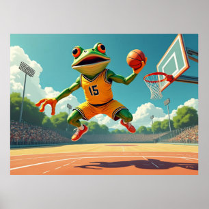 Poster mat de grenouille de basket-ball