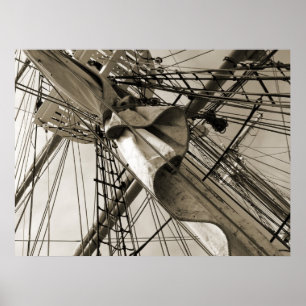 Poster Mât et voile grands de bateau