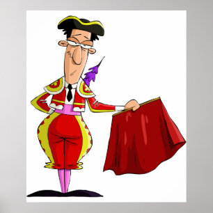 Poster Matador avec cape rouge torero espagnol