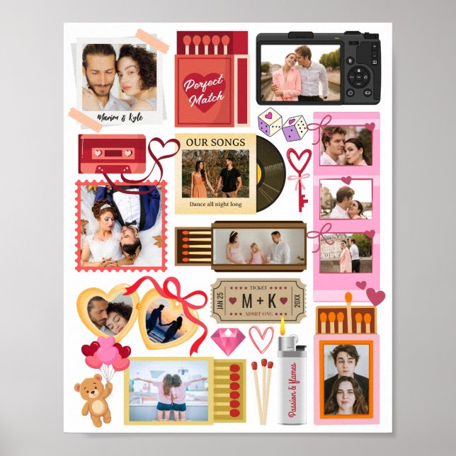 Poster Matchbox Perfect Match Couple Retro Photo Collage (Devant)