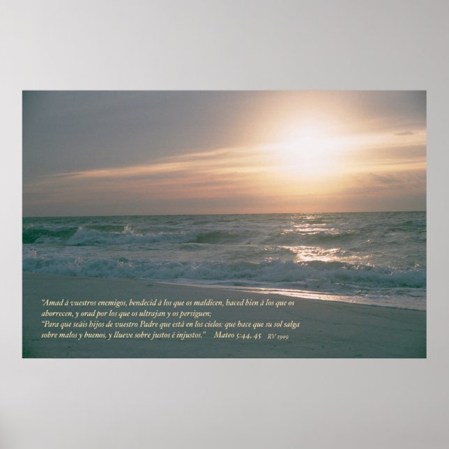 Poster Mateo 5: 44, 45 con Salida del Sol (Devant)