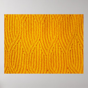 Poster Matériau textile de surface tricoté jaune arrière